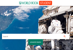 Astronaut in space with logo for World Book Student